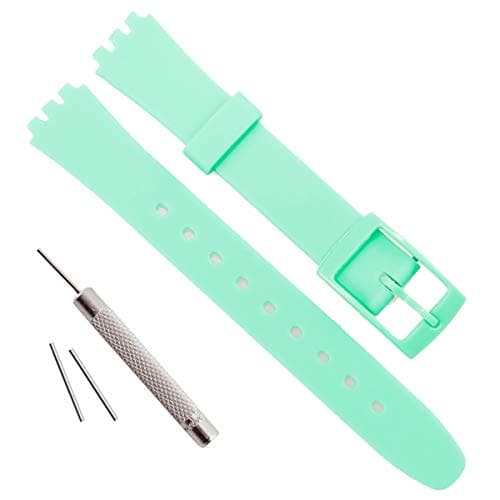 Image of OliBoPo Replacement 12mm Waterproof Silicone Rubber Watch Strap Watch Band for Swatch (Mint Green)
