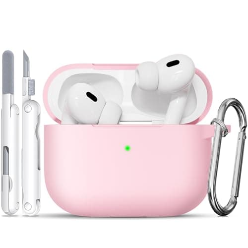 Image of for AirPods Pro 2 Case, Soft Silicone Case Cover Compatible with Airpods Pro 2nd/1st Generation(2023/2022/2019) for Women Girly, with Cleaning Kit & Keychain, Anti-Scratch, Shockproof (Pink)