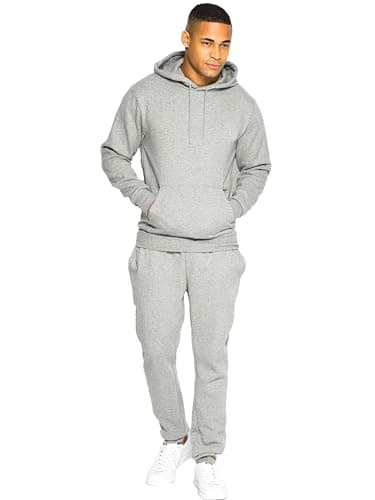 Image of BRAND KRUZE Mens Hoodie Jumper Regular Fit Long Sleeve Pullover Tracksuit Set Hoody Sweatshirt and Joggers KZMS139 TRACKSUIT GREY S