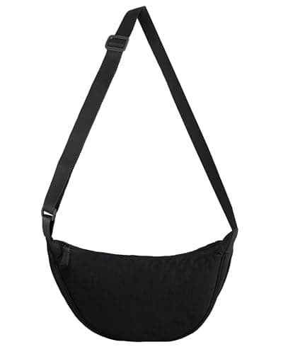 Image of ZhengYue Women's Nylon Crescent Crossbody Bag,Small Shoulder Sling Purse with Adjustable Strap for Travel,Lightweight Waterproof Hobo HandBag for Casual Festival Holiday Daily Use Black