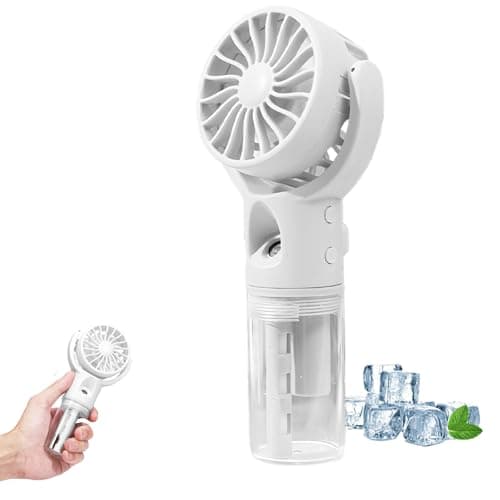 Image of Nircho Portable Handheld Fan with Water Mist Spray, USB Rechargeable Fans with 4 Speed, Battery Powered Cooling Mist Fan, Personal Mini Hand Held Fan for Office Outdoor Travel Camping (White)