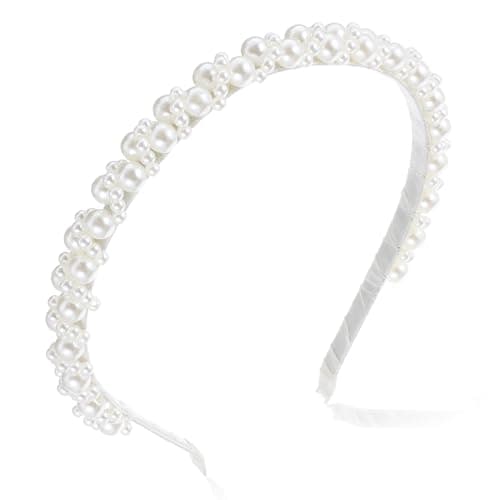 Image of Pearl Headband for Girls, Subtlety Peal Headband for Women, Pearl Girl Hairband for Wedding Birthday Party, Hair Hoop Accessories for Photography