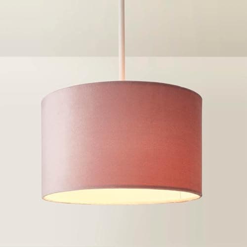 Image of MiniSun | Small Modern Blush Pink Velvet Drum Light Shade | Lamp Shades, Home Décor & Improvement Essential | 25cm Shade Width