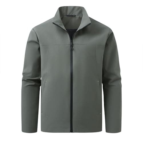 Image of Allthemen Mens Stand Collar Waterproof Jacket Casual Lightweight Windbreaker Coat Zip Outdoor Smart Jacket Grey S
