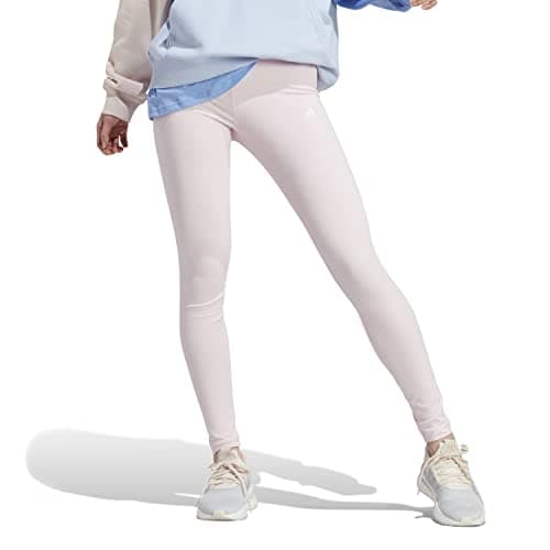 Image of adidas Women's Essentials HIGH-Waisted Logo Leggings, Clear Pink/White, M