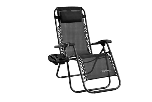 Image of Rainberg Zero Gravity Lounger Chair, Outdoor & Garden Sunloungers, Folding Reclining Patio Chair, Cup Holder, Soft Cushion and Headrest for Poolside, Camping, Coffee (Recliner Chair)