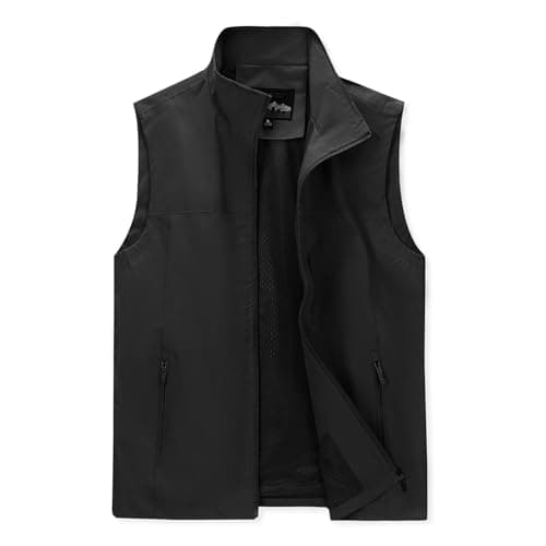 Image of LBL Men’s Fishing Vest Outdoor Safari Utility Vest Casual Quick Dry Gilets Summer Lightweight Sleeveless Jacket Photography Travel Waistcoat Tops with Multi Pockets APH097 Black L