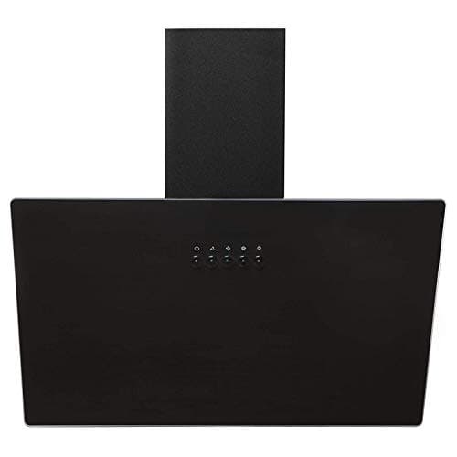 Image of SIA AH60BL 60cm Black Angled Glass Chimney Cooker Hood Kitchen Extractor Fan With 3 Speeds & LED Lights