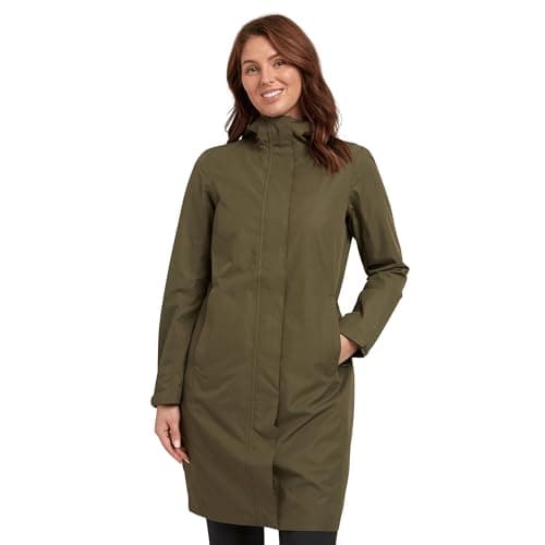 Image of NORTH RIDGE Women's Switch Jacket with Peaked Hood and Waist Drawcord, Waterproof, Breathable, Durable & Lightweight Raincoat (UK, Numeric, 14, Regular, Regular, Khaki)