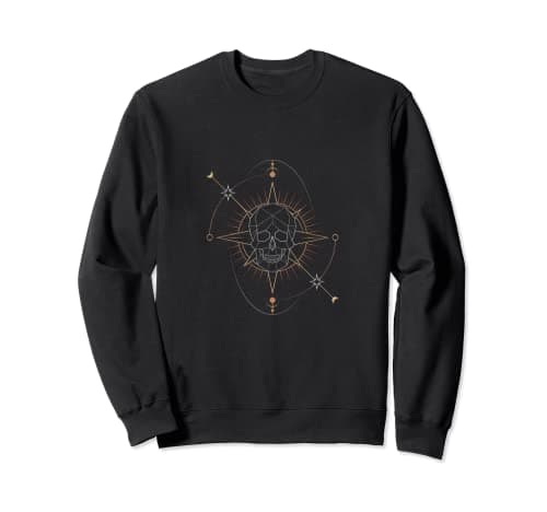Image of Geometric Skull Astrological Tarot Card Sweatshirt