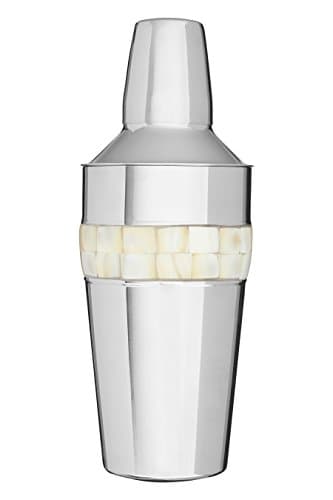 Image of Premier Housewares 507577 Cocktail Shaker with Mother of Pearl Inlay Design, Silver, 10 x 10 x 26 cm