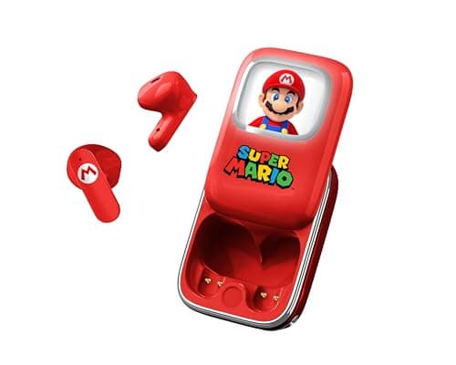 Image of OTL Technologies SM1278 Super Mario Slider TWS Earphones with Slide Open Light Up Charging Case - Red