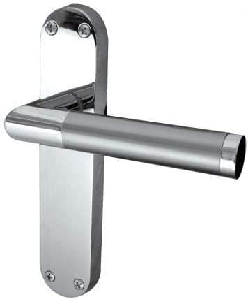 Image of Golden Grace Mitred Door Handles On Backplate Duo Chrome Satin Chrome Finish 182mm x 45mm