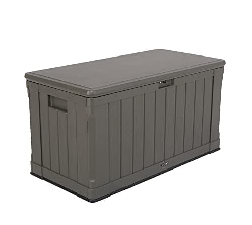 Image of LIFETIME 60089 439 Litre (116-Gallon) Storage Box for Indoor or Outdoor Use Rigid Dual-Wall HDPE - Dark Brown
