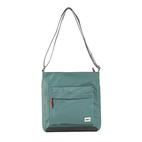 Image of ROKA Kennington Medium Nylon Crossbody Bags for Women & Men - Multi Pockets, Chunky Zip, Adjustable Strap for Travel, Work, School - Sage Green
