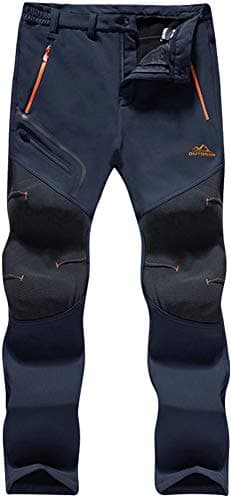 Image of TACVASEN Casual Trousers Mens Winter Ski Trousers Warm Hiking Trekking Rain Camping Trousers Men Army Waterproof Fleece Traval Trousers Zip Pockets, Thick - Navy Blue, 34