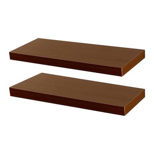Image of Harbour Housewares Modern Floating Wall Shelves - 60cm - Walnut - Pack of 2 - Photo Gallery Bookshelf Wall Shelf for Living Room Display, Bedroom, Office Storage