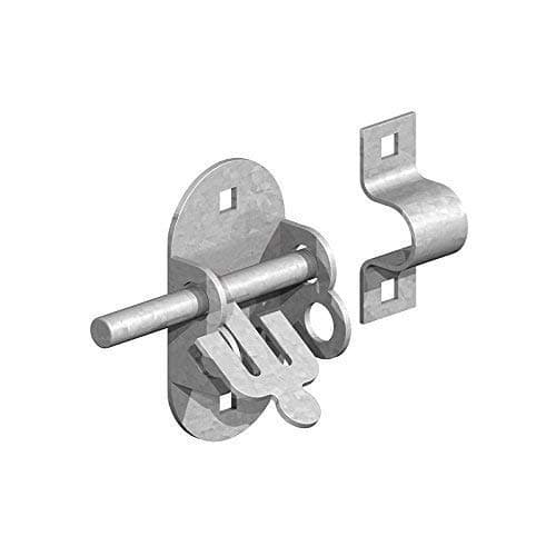 Image of Oval Pad Bolt 4" Black BZP Galvanised Gate Shed Door Lock 102mm Padbolt (Galvanised (Hot Dipped))