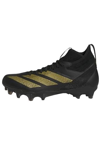 Image of adidas Unisex-Adult Adizero Impact American Football Sneaker, Black/Gold Metallic/Black, 11.5 Women/10.5 Men