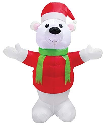 Image of Outdoor Polar Bear Self Inflatable Mains Plug LED Illuminated 4 feet Christmas Figure Festive Seasonal Decoration IP44