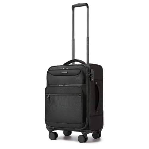 Image of British Traveller Hand Cabin Luggage Lightweight Carry On Suitcase Trolley with TSA Lock Spinner Wheels,Black