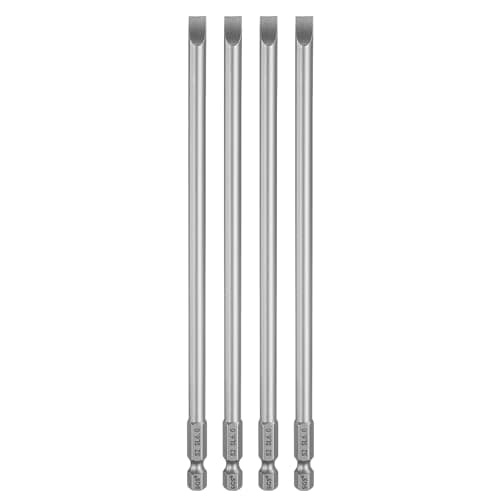 Image of sourcing map 4pcs SL6 Slotted Screwdriver Bits 6mm Slotted Tip 1/4" Hex Shank 150mm (6") Long Magnetic Flat Head S2 Steel Screw Driver Drill Bits Industrial Power Screwdriver Bit