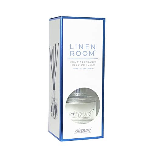 Image of AIRPURE Reed Diffuser, 100ml Oil Set with Sticks, 8X Black Reeds, Continuous Room Scent, Diffusers for Home Use in Living Room, Kitchen or As Bathroom Freshener - Linen Room Fragrance