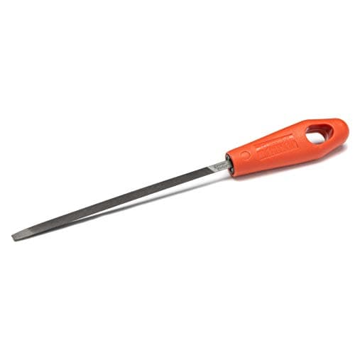Image of Crescent Nicholson 21743NN Triangle Single Cut Double Extra Slim Taper File with Red Handle, 6"/152,4mm
