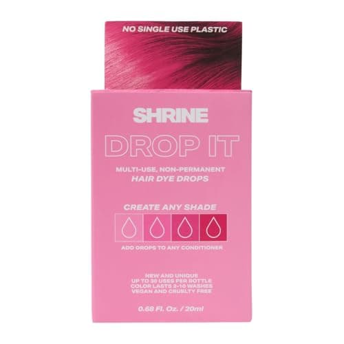 Image of Shrine Drop-It HOT PINK Hair Dye Drops | Semi-Permanent Vegan Customisable Hair Colour | Mix with Conditioner | Cruelty-Free Temporary Hair Dye