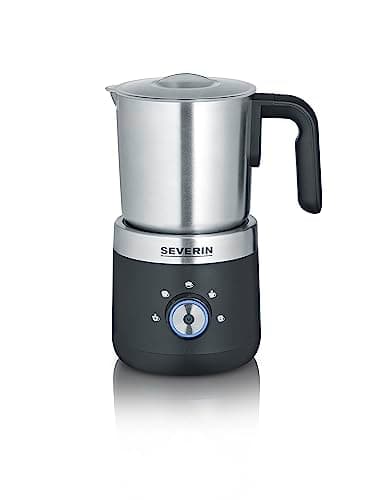 Image of SEVERIN Milk Frother, Electric Milk Frother with Stainless Steel Milk Container, Milk Frother for Cold and Warm Frothing, Black/Silver/Stainless Steel, SM 3588