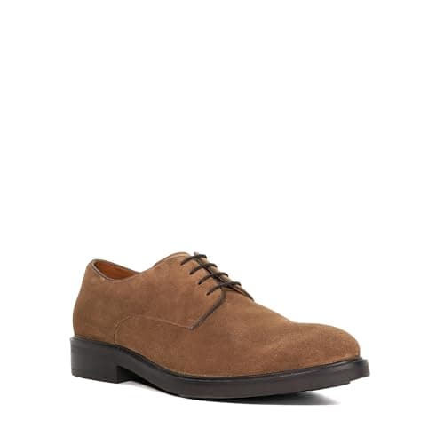Image of Dune London Mens Barney* Lace-Up Gibson Size UK 8 Suede Derby Shoes Taupe