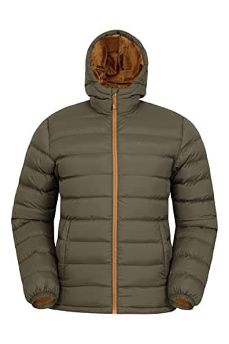 Image of Mountain Warehouse Season Mens Padded Jacket - Water Resistant Puffer Coat, Lightweight, Lab Tested to -30C, Microfibre Filler - Spring Summer, Travelling, Walking Dark Khaki 4XL