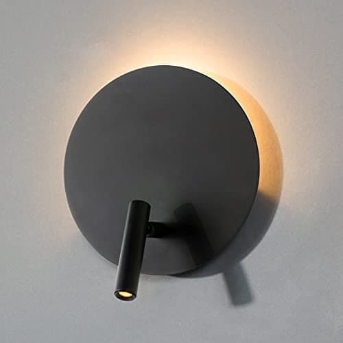 Image of DAWALIGHT Wall Mounted Reading Lamp Black, Indoor Wall Lights with 2 Switches, 6W LED Wall Washer Light with 3W LED Reading Wall Lamp for Bedroom Hotel Bar Coffee Shop Office
