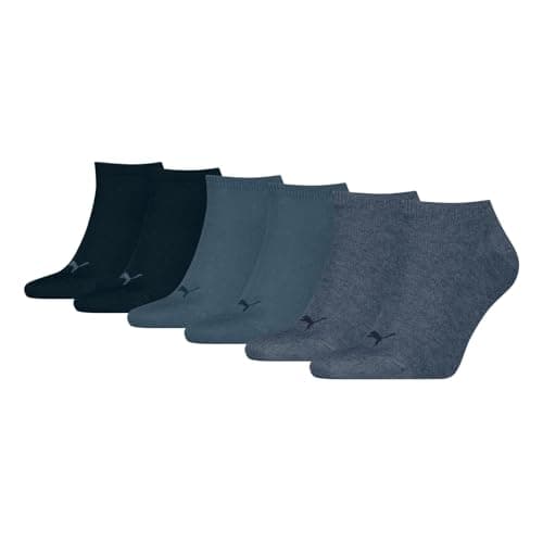 Image of PUMA 261080001 UK 6-8 Unisex Sneaker Socks (3 Pair Pack) Denim Blue