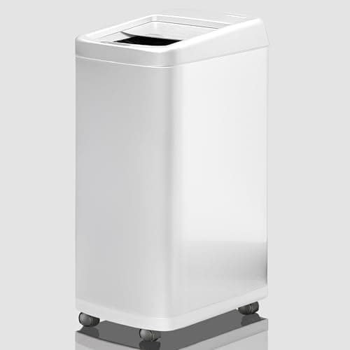 Image of White Kitchen Bin, DSL sensor bins for kitchen, Large Smart Electric Touch- Free Automatic Sensor Waste Rubbish Bin, Dustbin, Trash Can – Stainless Steel Finish – 50L Bin