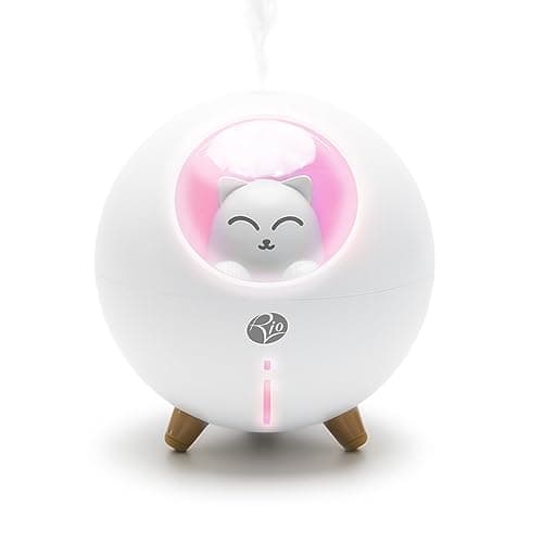Image of RIO MIA 3-in-1 Childrens Essential Oil Cat Diffuser, Humidifier and Night Light for Kids – USB, 7-Colour Night Light, Auto Shut-Off, 220ml, for Baby Nursery, Bedroom & Children's Room Decor