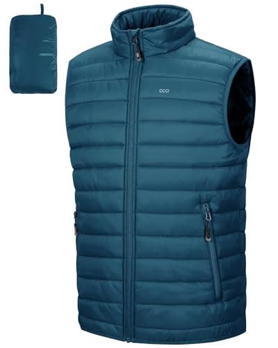Image of 33,000ft Men's Lightweight Gilet, Packable Quilted Puffer Padded Vest Outerwear, Body Warmer Windproof Sleeveless Jacket for Golf Running Hiking Horse Riding Ceramic Blue 2XL