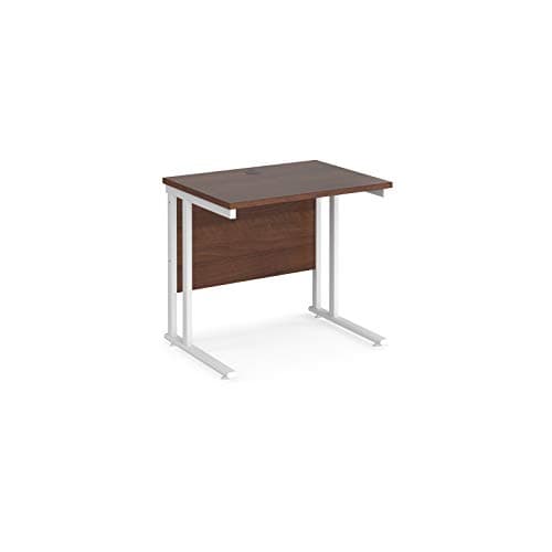 Image of Mr Office Maestro 25 straight desk 600mm deep - white cantilever leg, Walnut, 800