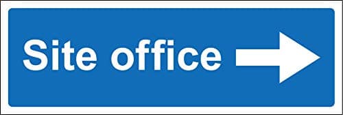 Image of Site office right directional arrow Sign - Self adhesive sticker 300mm x 100mm