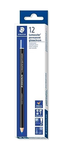 Image of Staedtler 108 20-3 Lumocolor Permanent Glasochrom Dry Marker Pencil - Blue (Pack of 12)