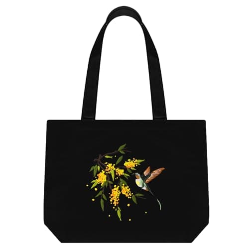 Image of ERKOON Canvas Tote Bag, Embroidery Kit with Pattern for Beginners, DIY Cloth Tote with Hoops,Material Package & Guide, Canvas Shoulder Bags, For Shopping, Grocery, Work, Book,Gift (Hummingbirds)