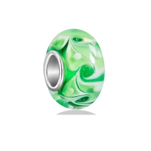Image of 100% Authentic 925 Sterling Silver Murano Glass Charms, Flower Charms for Pandora Bracelets, Original Handmade DIY Bead for Women (color-04)