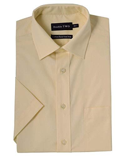 Image of Double TWO Mens Short Sleeved Non Iron Cotton Rich Shirts (4500) in Glacier in 16