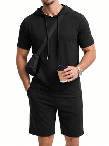 Image of CTU Men's Tracksuit Hoodie & Shorts 2 Piece Casual Activewear Gym Set Jogging Suits Summer Outfits Sweatsuits Black M