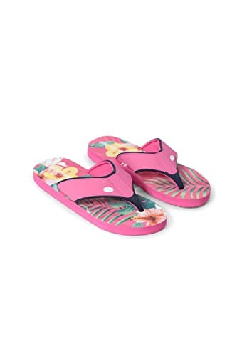 Image of Animal Swish Womens AOP Flip Flops - Slip-on, Lightweight Sandals with Soft padded upper straps - For Autumn, Winter, Beach & Outdoors Pink Adult Shoe Size 4