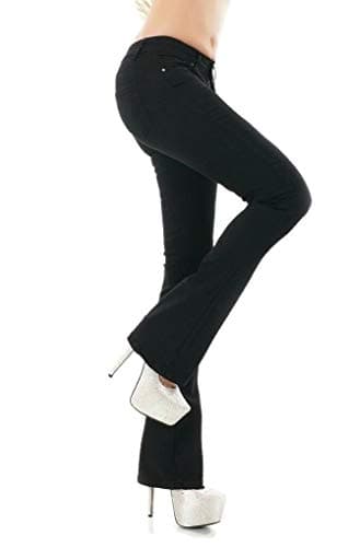 Image of Noir Triple XXX Women's Hipster Low Rise Bootcut Jeans Black UK 4-12