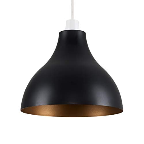 Image of MiniSun | Retro Style Black and Gold Metal Ceiling Light Shade | Pendant Lights, Home Décor & Improvement Essential | 24cm Shade Width