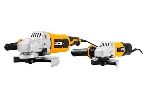 Image of JCB 600W & 2000W Electric Angle Grinder Twin Pack 115mm and 230mm Grinders, Anti-Vibration Side Handles, 2-Stage Trigger, Tool Free Adjustable Guard, 3 Year Warranty