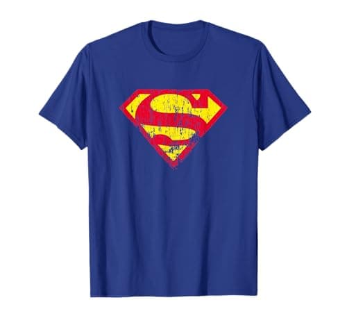 Image of Superman Classic Logo Distressed T Shirt T-Shirt