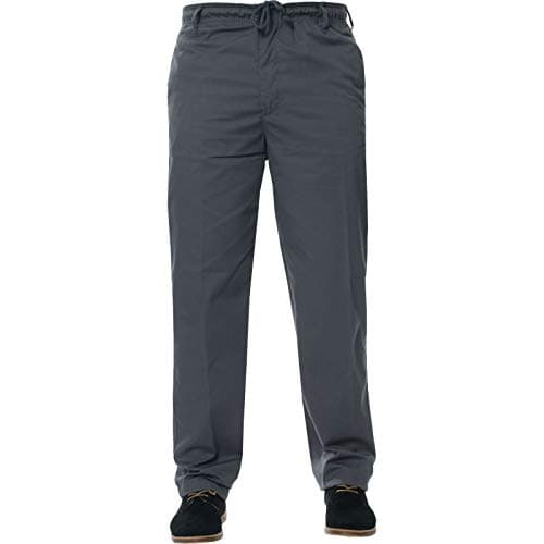 Image of EHD Mens Elasticated Waist Smart Rugby Trousers Super Soft Comfortable Workwear Bottoms Straight Leg Casual Formal Golf Pants (36W / 27L, Grey)